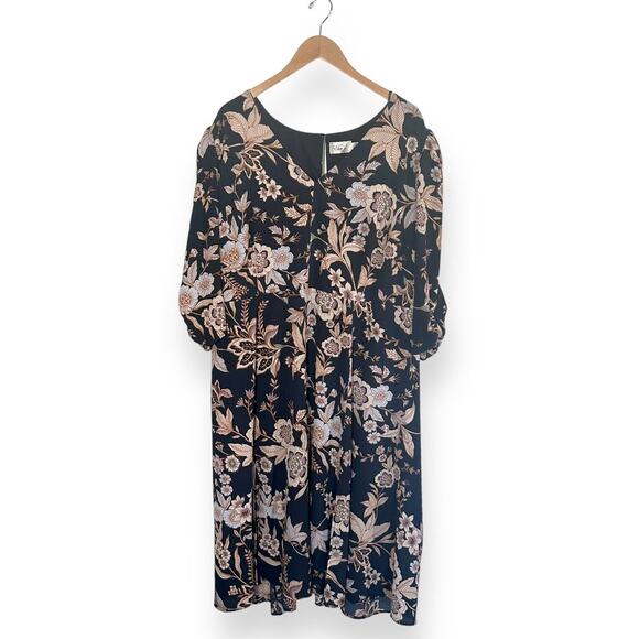 ELIZA J Botanical Floral Shift Maxi Dress V-Neck Cocktail Blue White Padded 22W - Picture 10 of 13